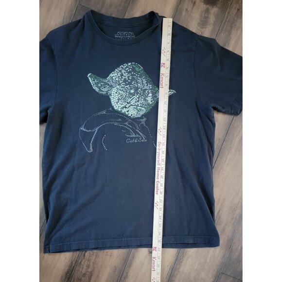 T-shirt Yoda Large Vintage Faded Graphic Star Wars Marc Ecko Cut Sew Rhinestone - Picture 3 of 8